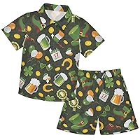 visesunny Toddler Boys 2 Piece Outfit Button Down Shirt and Short Sets Floral Boy Summer Outfits Kids 3-10Y