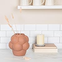 Creative Co-Op Bulbous Stoneware Vase with Raised Dots and Matte Finish, Terracotta