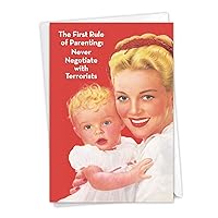 NobleWorks - Funny Mothers Day Card with Envelope - Loving, Humor Greeting Card for Mom - First Rule Of Parenting 0230