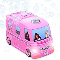 Barbie Dream Camper Bubble Machine | Vehicle Toy with Lights and Sounds for Kids | Bubble Solution Included - Sunny Days Entertainment