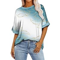 Women's Oversized T Shirts Short Sleeve Crewneck Summer Tops Casual Loose Fit Basic Tee Shirt 2024 Trendy Clothes