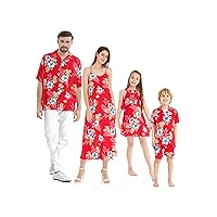 Matchable Family Hawaiian Luau Men Women Girl Boy Clothes in Hibiscus Red