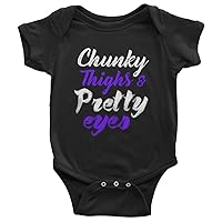 Threadrock Baby Girls' Chunky Thighs & Pretty Eyes Infant Bodysuit
