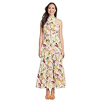 London Times Versatile Criss-Cross Halter Neck, Tiered Maxi Summer Dresses for Women