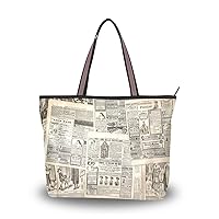 Women Tote Shoulder Bag Vintage Newspaper Handbag