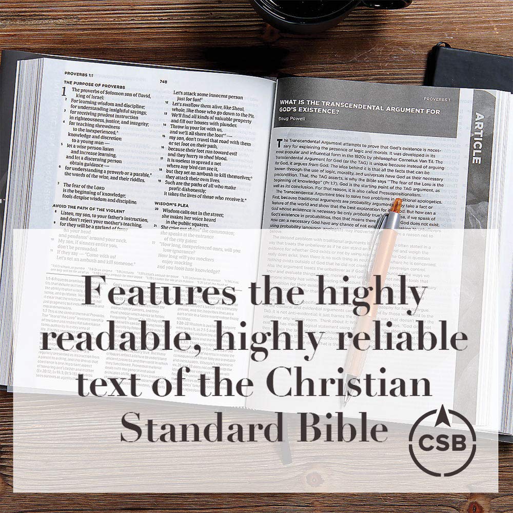 CSB Apologetics Study Bible, Mahogany LeatherTouch, Indexed, Black Letter, Defend Your Faith, Study Notes and Commentary, Articles, Profiles, Full-Color Maps, Easy-to-Read Bible Serif Type