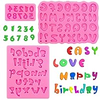Silicone Letter and Number Molds 3Pcs Small Fondant Chocolate Mold Alphabet 0-9 Numbers Cake DIY Decoration for Birthday, Christmas, Valentine's, Mother's Day, Candy, Cookies, Gummy, Jelly Pink