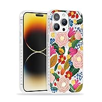 for iPhone 15 Pro Max Case with Camellia Blossom Floral Design, Cute Clear Flower Phone Cover for Women Girls [10FT MIL-Grade Drop Protection] [Non Yellowing] Bumper, Stylish Gold Accents