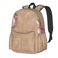 White Flowers Printed Casual Daypack with side mesh pockets Laptop Backpack Travel Rucksack for Men Women