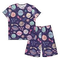 Star Space Boys' Short Sets Planet Athletic Tops and Bottoms for Runners and Yoga Clothing Sets XS