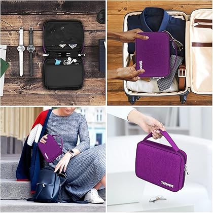 Betoores Watch Band Storage Bag, 40 Watch Bands Holder Expandable Travel Case Fits 40 Straps of Smart Watch, Apple Watch, Fitbit Series - Purple