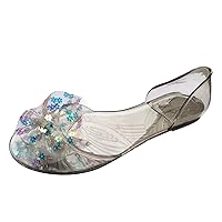 Women Sandals Flat Sequin Shoes Crystal Jelly Fish Mouth Shoes Transparent Shoes Women Wedges Sandals