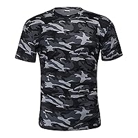 Men's Regular Fit Camo Crewneck T-Shirt Short Sleeve Camouflage Shirt Tops Slim Athletic Military Pullover Tees