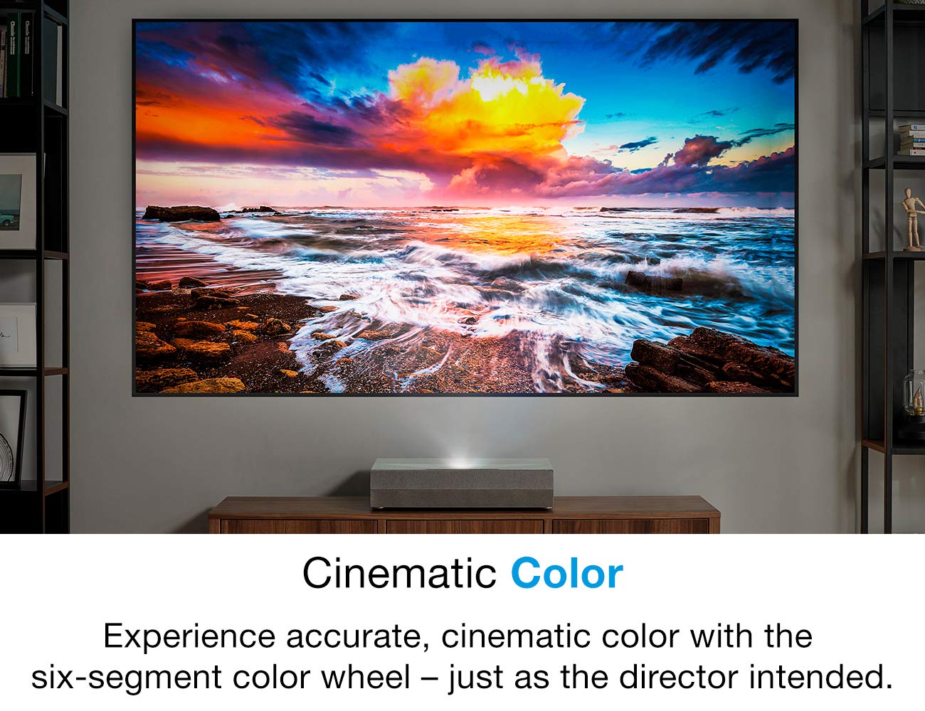 Optoma CinemaX P2 White Smart 4K UHD Laser Projector for Home Theater | 3000 Lumens Superior Image with Laser & 6-Segment Color Wheel | Ultra-Short Throw | Built-In Soundbar | Works w/ Alexa & Google