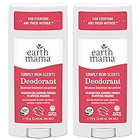 Earth Mama Simply Non-Scents Deodorant | Fragrance-free + Safe for Sensitive Skin, Pregnancy, and Breastfeeding, Contains Organic Calendula & Coconut Oil, Baking Soda, & Aluminum Free, 2.65-Oz (2-Pk)