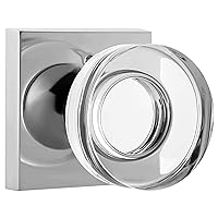 coolnews Crystal Glass Door Knobs Interior with Lock, Modern Round Privacy Door Knob for Bathroom Bedroom, Polished Chrome