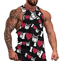 I Love Drum Men's Workout Tank Top Casual Sleeveless T-Shirt Tees Soft Gym Vest for Indoor Outdoor