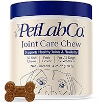 Petlab Co. Joint Care Chews for Dogs - High Levels of Glucosamine, Green Lipped Mussels, Omega 3 and Turmeric - Hip and Joint Supplement for Dogs to Actively Support Mobility