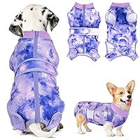 SlowTon Dog Surgery Recovery Suit - Dog Onesie for Surgery Female Male Dog Surgical Body Suit Post Spay Neuter Cone E-Collar Alternative Abdominal Wounds Bandages Anti-Licking (Pink- Tie Dye)