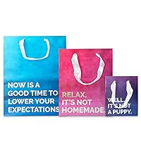 Prank-O Novelty Gift Bags, 3-Pack, Well, It's Not a Puppy, Relax, It's Not Homemade, Now is a Good Time to Lower Your Expectations, One of Each, Add Humor to Christmas Presents or Birthdays, (3)