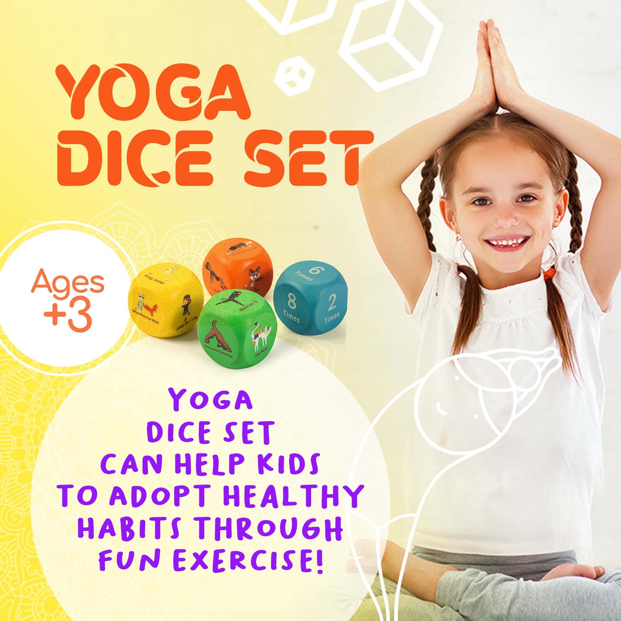 Buy Children's Yoga Dice Exercise Game - 6 Yoga Poses for Kids Plus 12  Other Fitness Workout Activities - Teach Kids Yoga and Healthy Lifestyle -  Children Indoor and Outdoor Exercise Equipment - Ages 3+