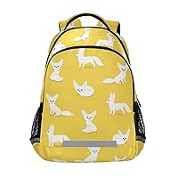 ALAZA Cute Fennec Fox Animal Yellow Backpack Purse for Women Men Personalized Laptop Notebook Tablet School Bag Stylish Casual Daypack, 13 14 15.6 inch