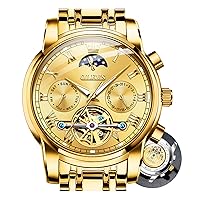 OLEVS Mechanical Watch Men's,Classic Silver Watches for Men, Waterproof Stainless Steel Roman Numbers Men's Watch Easy to Read