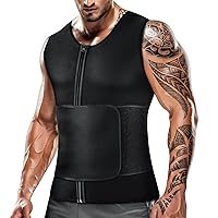 Cimkiz Mens Sweat Sauna Vest for Waist Trainer Zipper Neoprene Tank Top, Adjustable Sauna Workout Zipper Suit