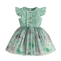 Girls Pretend Dress up Clothes Prints Tulle Ribbed Princess Dress Clothes Toddler 5t Dresses