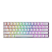 Mechanical Gaming Keyboard - 61 Keys Multi Color RGB Illuminated LED Backlit Wired Programmable for PC/Mac Gamer (Gateron Optical Blue, White)