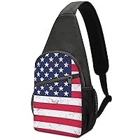 Grunge USA American Flag Sling Bag Travel Daypack Crossbody Shoulder Backpack for Hiking Cycling