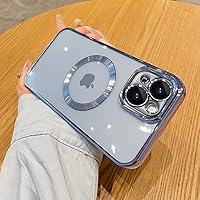 Spevert Magnetic Clear Case for iPhone 13 Pro Case with Camera Lens Protector Full Protection Case Compatible with MagSafe Elegant Anti-Scratch Case Cover 6.1 Inch (Blue)