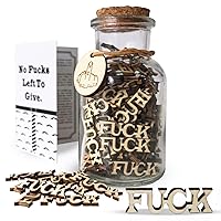 Jar of Fucks for Men, Gift Jar, Fucks to Give Gag Gifts, 100 PCs Fuck Wooden Cutout Letter, Bad Mood Vent Spoof for Birthday, Holiday, Friends and Families