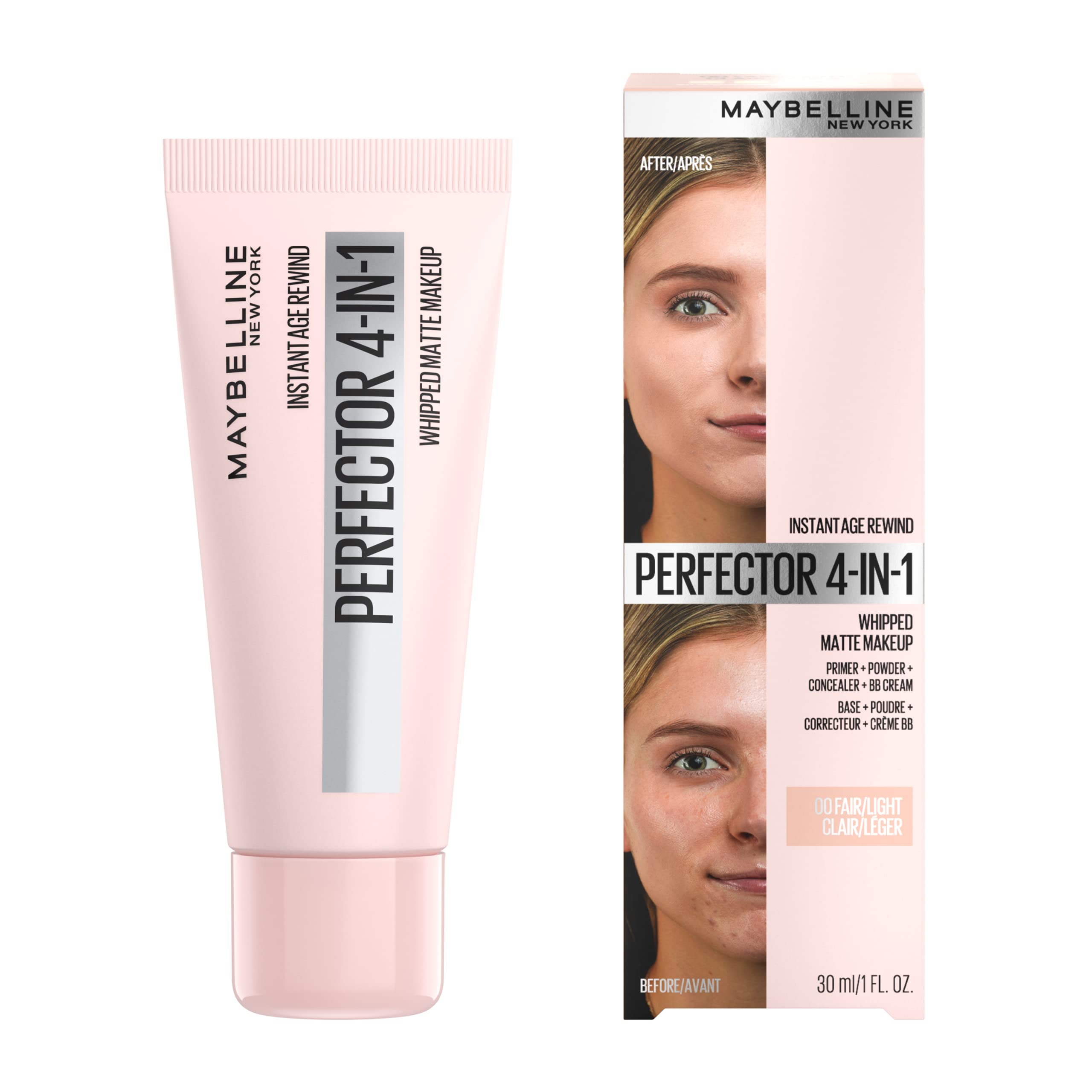 Maybelline New York Instant Age Rewind Instant Perfector 4-In-1 Matte Makeup, 00 Fair/Light, 1 Count