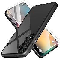 MATEPROX Compatible with Samsung Galaxy S24+ Case, Clear Thin Slim Crystal Transparent Shockproof Bumper Cover with Screen Protector for Samsung S 24 Plus 5G (2024)-Black