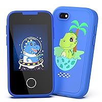 Kid Smart Phone for Boys Gift Toys for Ages 5-7 Touchscreen Learning Education Real Phone Great Birthday Gift Ideas for 3-9 Year Old Boys with 8G SD Card(Dinosaur-Blue)