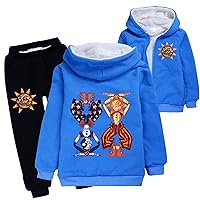 Boys' Casual Sweatsuit Sundorp&Moondrop 2 Piece Outfits Active Fleece Lined Zip Up Coats and Sweatpants Set for Winter