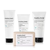 MARLOWE. No. 102 Men's Body Scrub Soap 7 oz | No. 121 Facial Cleanser for Men 6oz | Classic Mens Shampoo and Conditioner Set