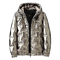 Men's Down Coat Fashion Winter Hooded Thicken Down Jackets Lightweight Casual Warm Bomber Outerwear