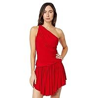 Norma Kamali Women's Diana Uneven Flair Mini Dress, Tiger Red