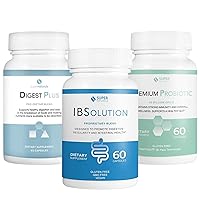 JLM NUTRITIONALS IBSolution Gut Health Super Bundle - Support Digestive Health, Premium Probiotics 40 Billion CFU, Digest Plus Digestive Enzyme - 60 Count Capsules, 3-Pack