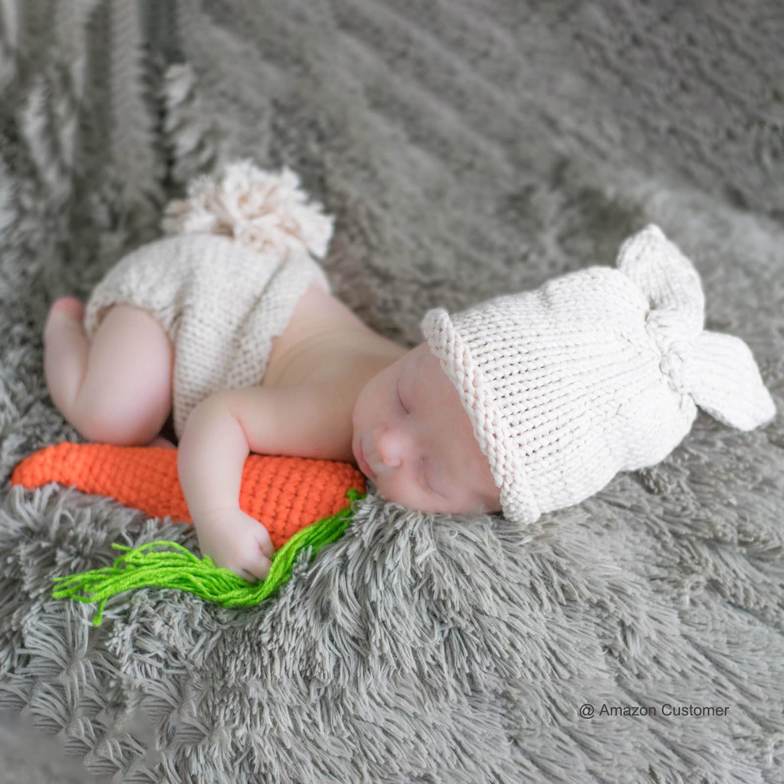 ISOCUTE Newborn Photography Props Baby Easter Bunny Outfits Handmade Crochet Rabbit Set