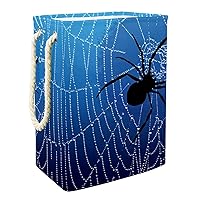 Blue Spider Web Black Spider Large Laundry Hamper With Easy Carry Handle, Waterproof Collapsible Laundry Basket For Storage Bins Kids Room Home Organizer