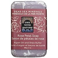 One With Nature Rose Petal Dead Sea Mineral Soap, 7 Ounce Bars (Pack of 6)