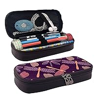 Pencil Case Big Capacity Stationery Bag with Compartments purple dragonfly Pen Case for Men Women Pouch Holder Box Organizer Pencil Pouch for Office Work Gift One Size