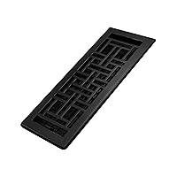 Decor Grates AJH412-BLK Oriental Floor Register, 4x12 Inches, Textured Black