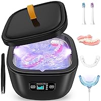 Retainer Cleaner Machine - 255ML Ultrasonic Denture Cleaner for Aligner Mouth Guard Toothbrush Ring Diamond, 45kHz LED Light Sonic Cleaning Machine for Jewelry, Dental Appliances