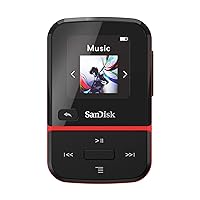 SanDisk 32GB Clip Sport Go MP3 Player, Red - LED Screen and FM Radio - SDMX30-032G-G46R