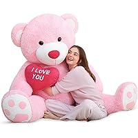 MaoGoLan Giant Teddy Bear 5ft- I Love You Red Heart Big Pink Teddy Bear Stuffed Animal - Jumbo Valentines Teddy Bear for Girlfriend,Boyfriend,Wife,Lover - Anniversary, Birthday