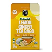 FGO Organic Lemon Ginger Tea, Eco-Conscious Tea Bags, 100 Count, Packaging May Vary (Pack of 1)